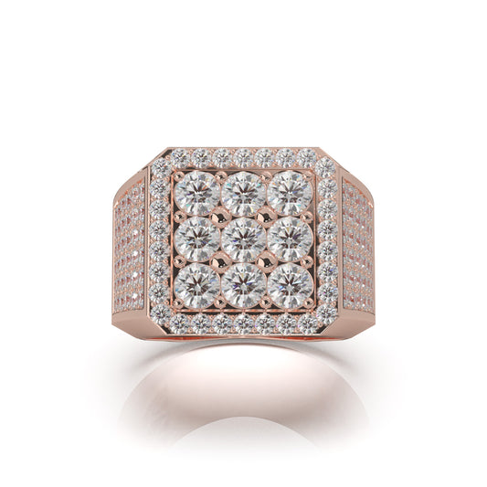 3.40 ct Moissanite Mens Rings in 10k Rose Gold