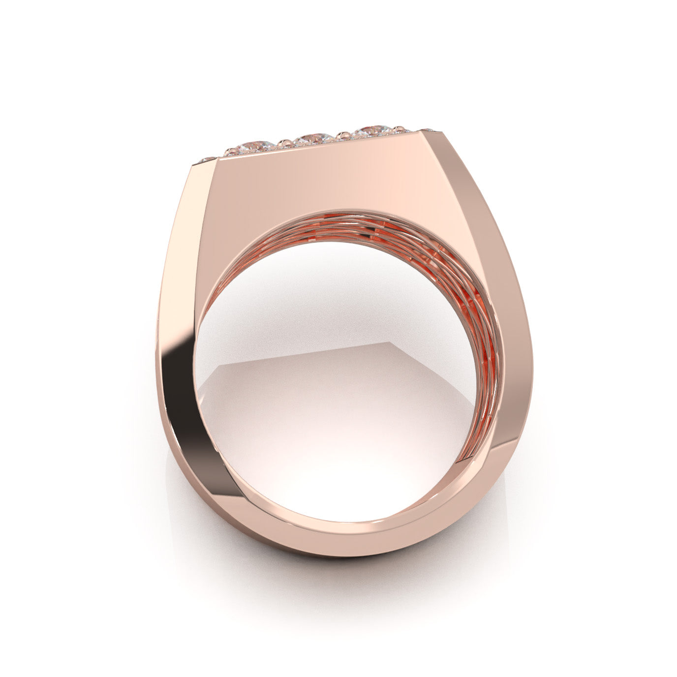 3.40 ct Moissanite Mens Rings in 14k Rose Gold