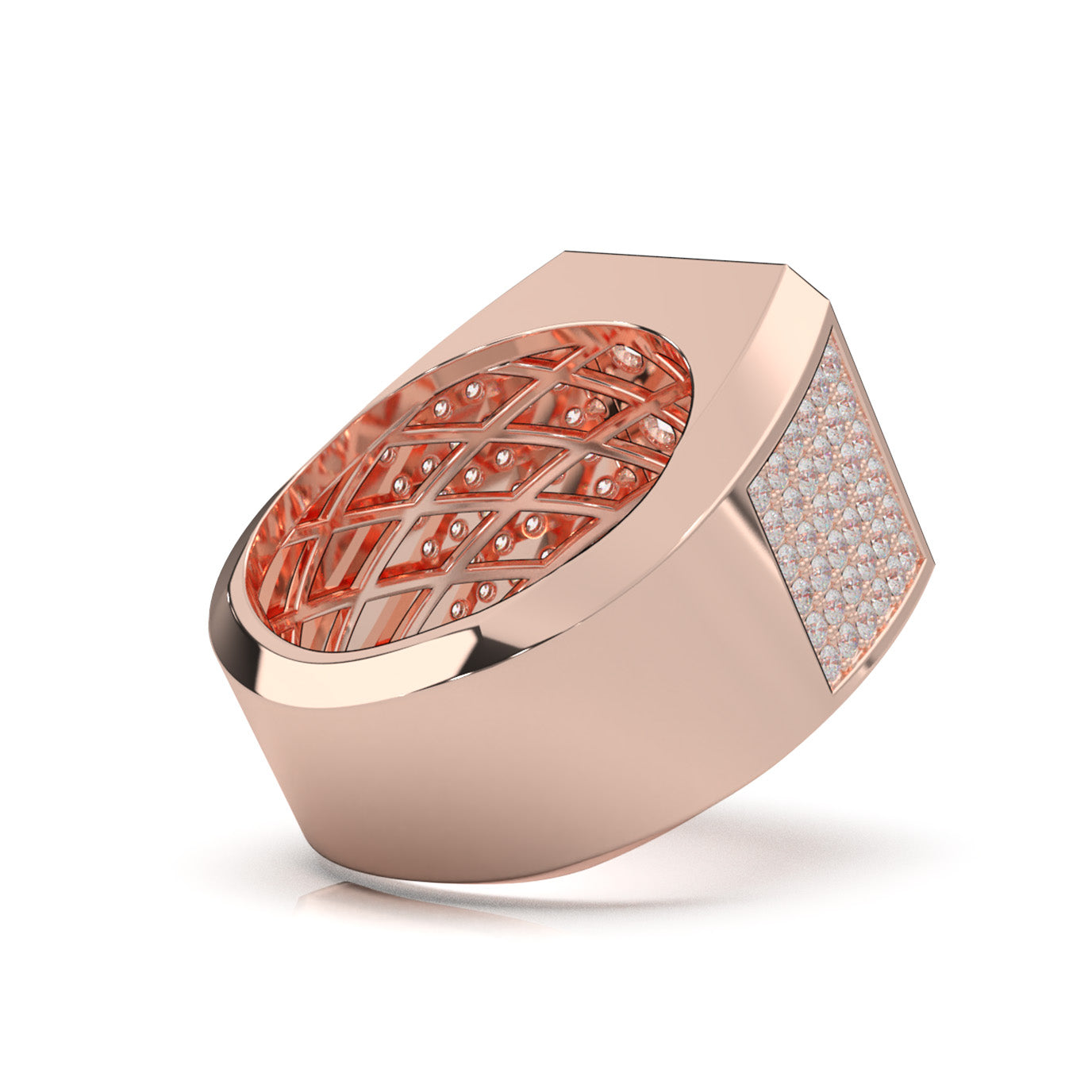 3.40 ct Lab Grown Diamond Mens Rings in 14k Rose Gold