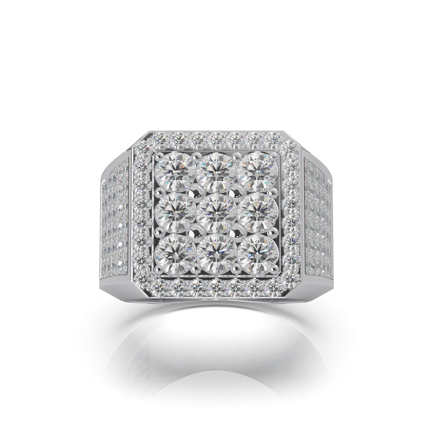 3.40 ct Lab Grown Diamond Mens Rings in 14k White Gold