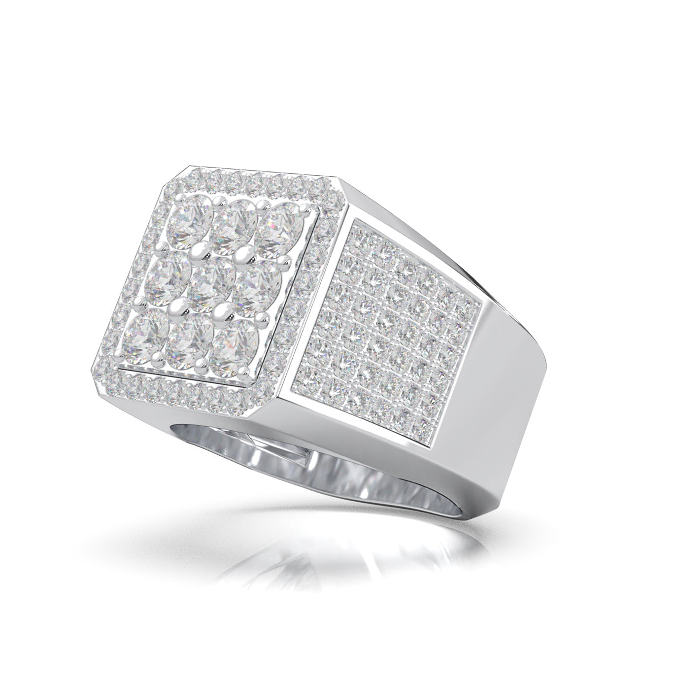 3.40 ct Moissanite Mens Rings in 14k White Gold