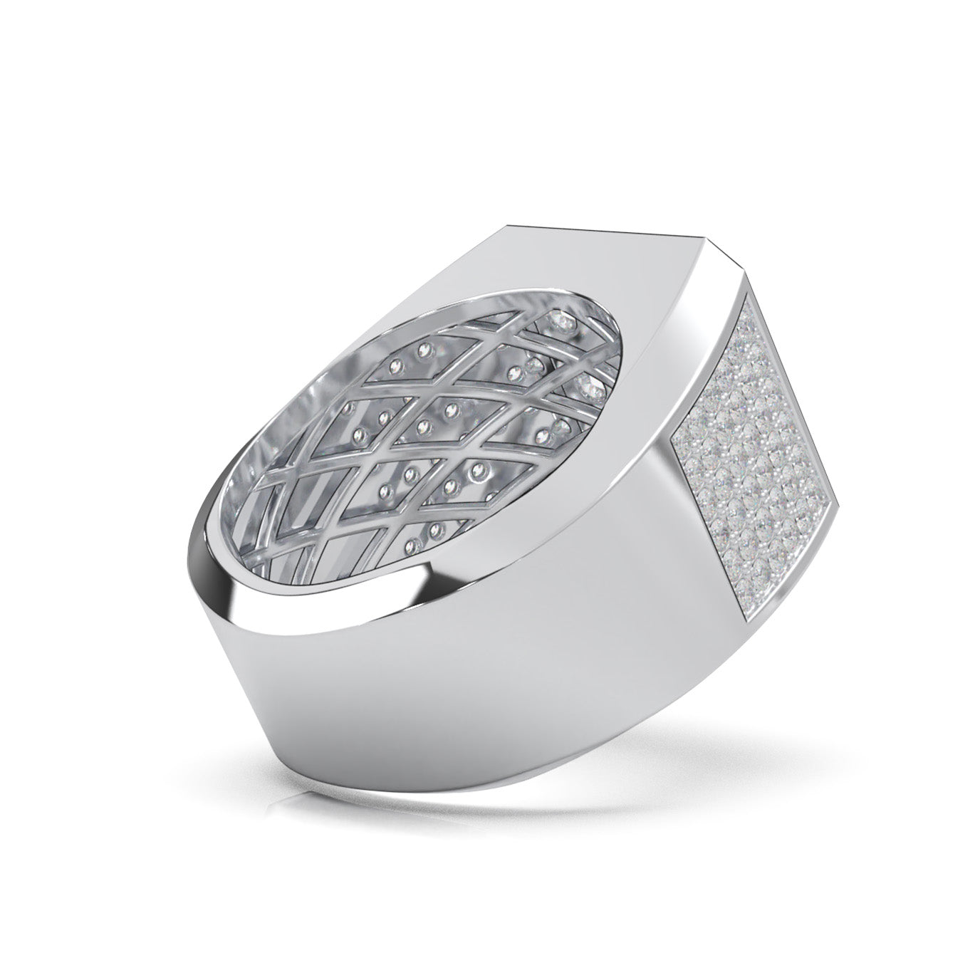 3.40 ct Natural Diamond Mens Rings in 14k White Gold