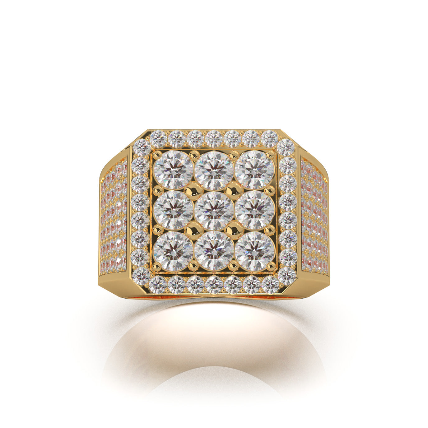 3.40 ct Lab Grown Diamond Mens Rings in 14k Yellow Gold