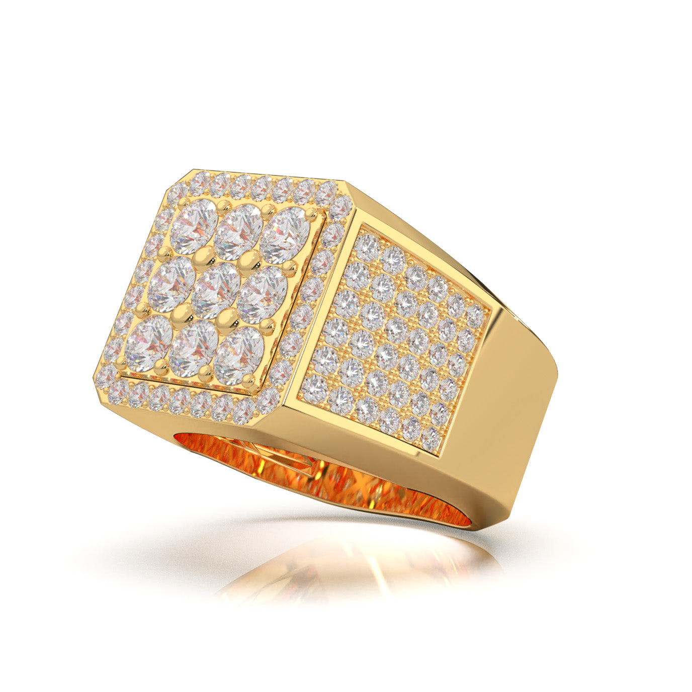 3.40 ct Lab Grown Diamond Mens Rings in 14k Yellow Gold