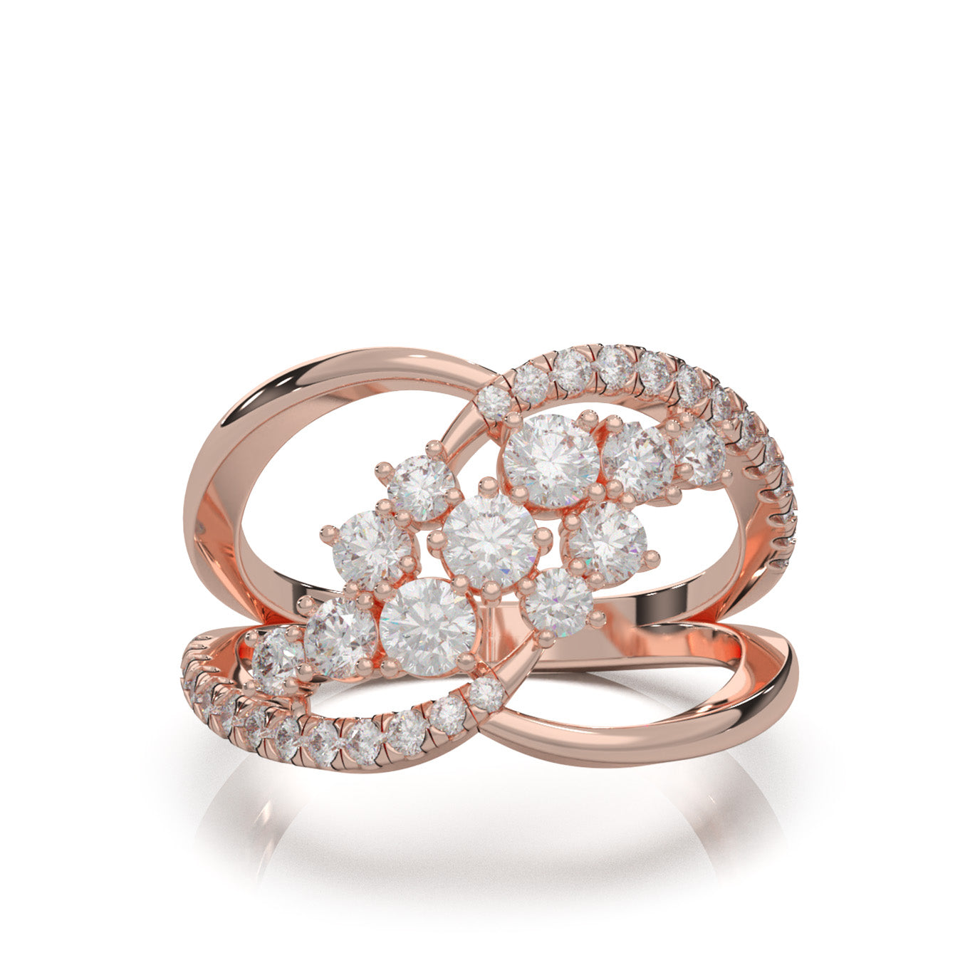 1.10 ct Moissanite Fancy Rings in 14k Rose Gold