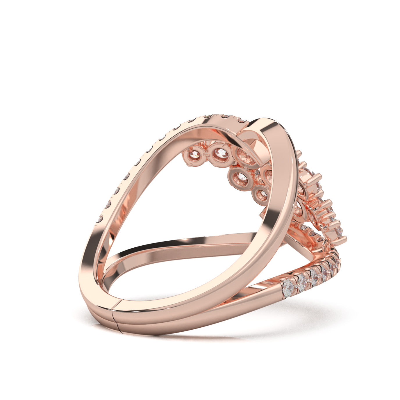 1.10 ct Moissanite Fancy Rings in 14k Rose Gold