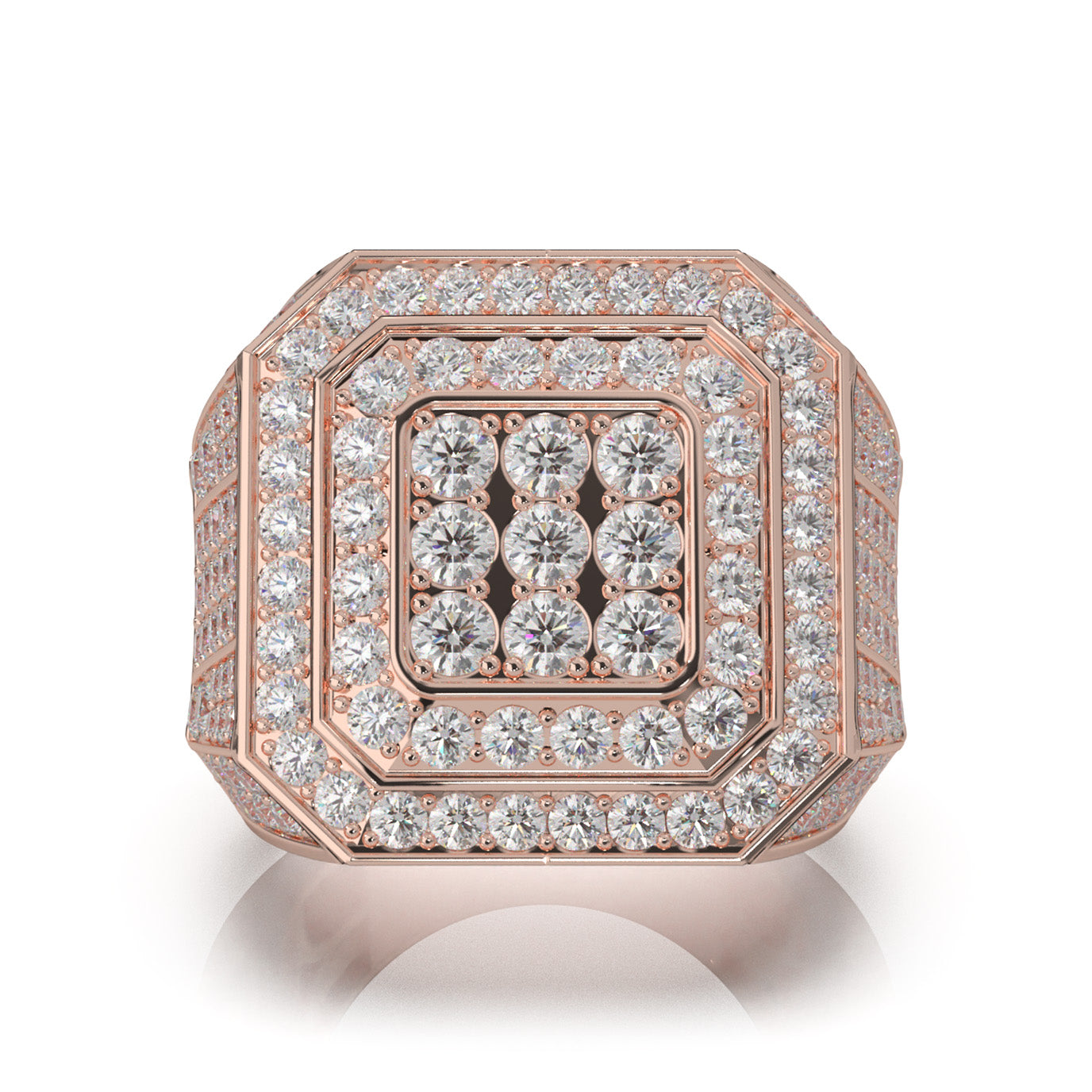 5.30 ct Moissanite Mens Rings in 10k Rose Gold