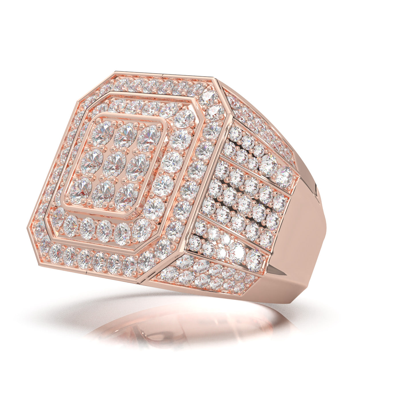 5.30 ct Natural Diamond Mens Rings in 10k Rose Gold