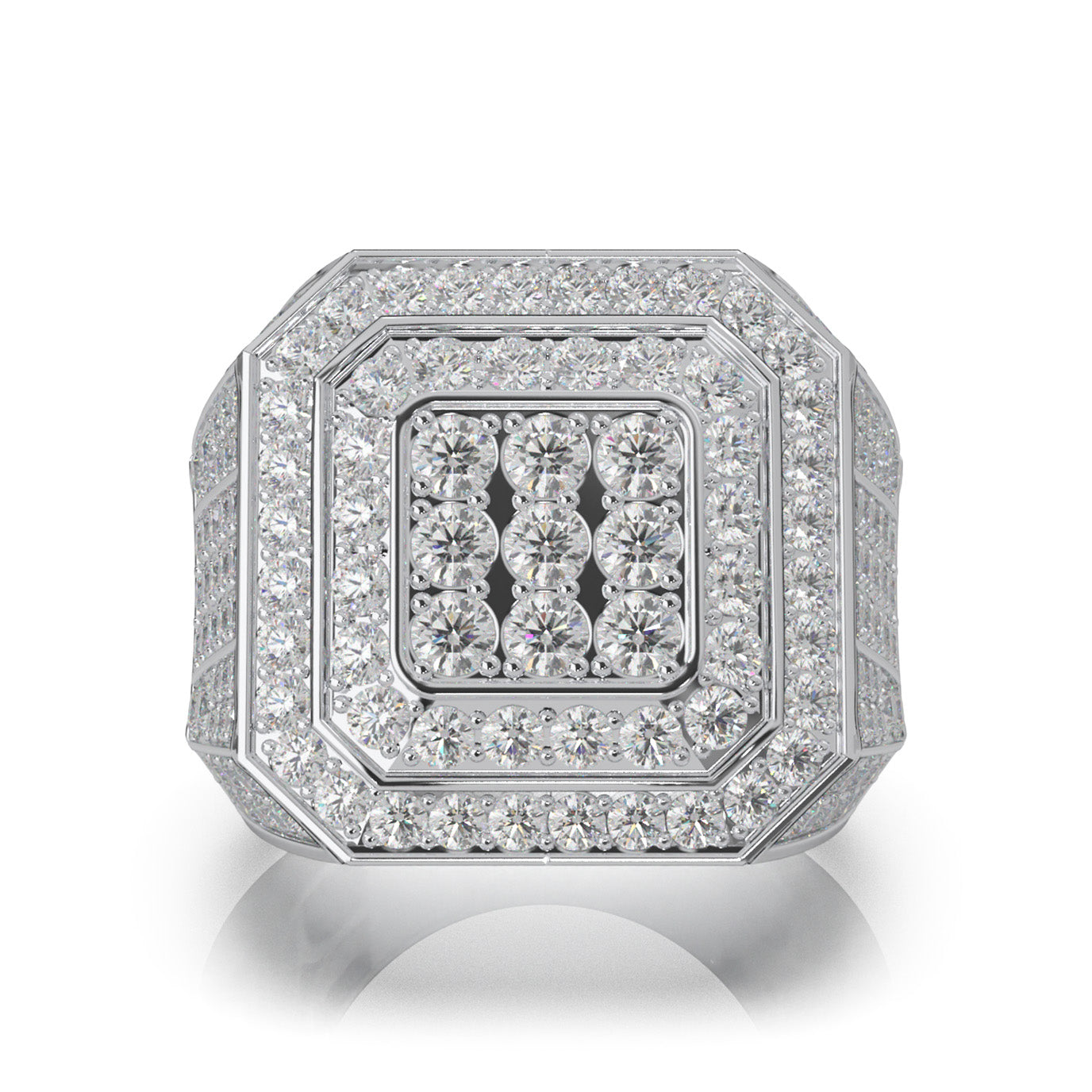 5.30 ct Lab Grown Diamond Mens Rings in 14k White Gold
