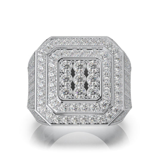 5.30 ct Natural Diamond Mens Rings in 14k White Gold