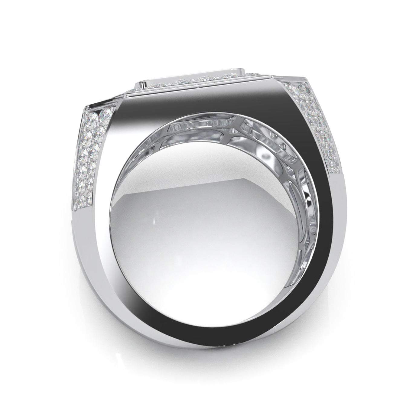 5.30 ct Moissanite Mens Rings in 10k White Gold