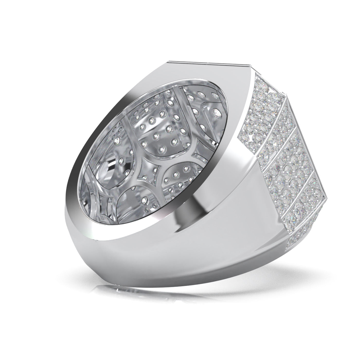 5.30 ct Lab Grown Diamond Mens Rings in 14k White Gold