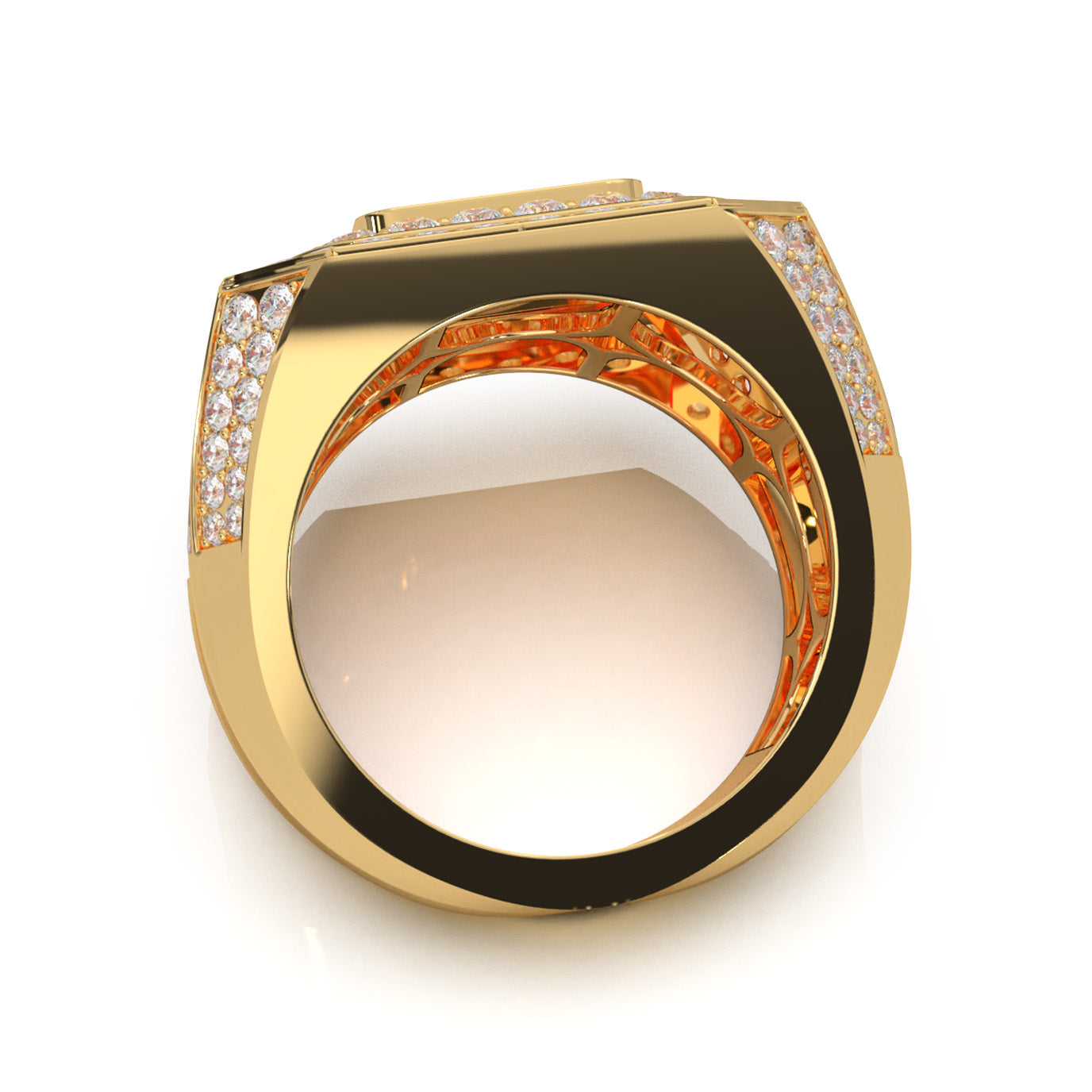 5.30 ct Lab Grown Diamond Mens Rings in 14k Yellow Gold