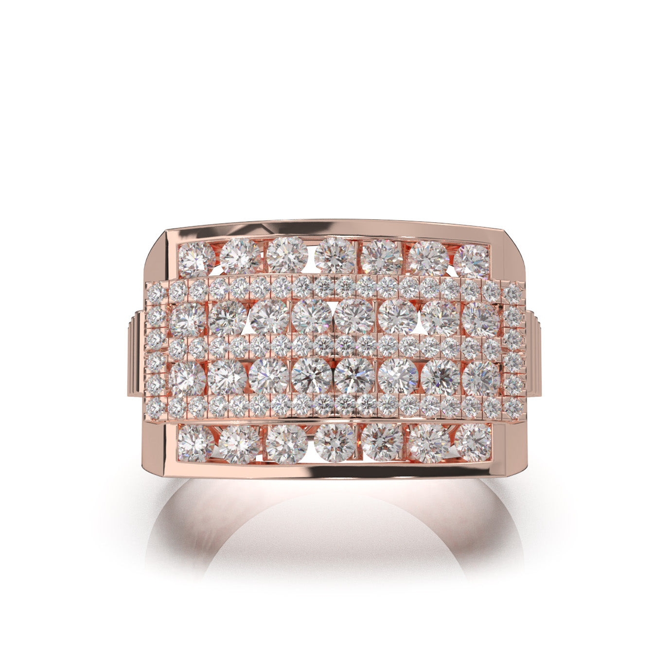2.70 ct Lab Grown Diamond Statement Mens Rings in 14k Rose Gold