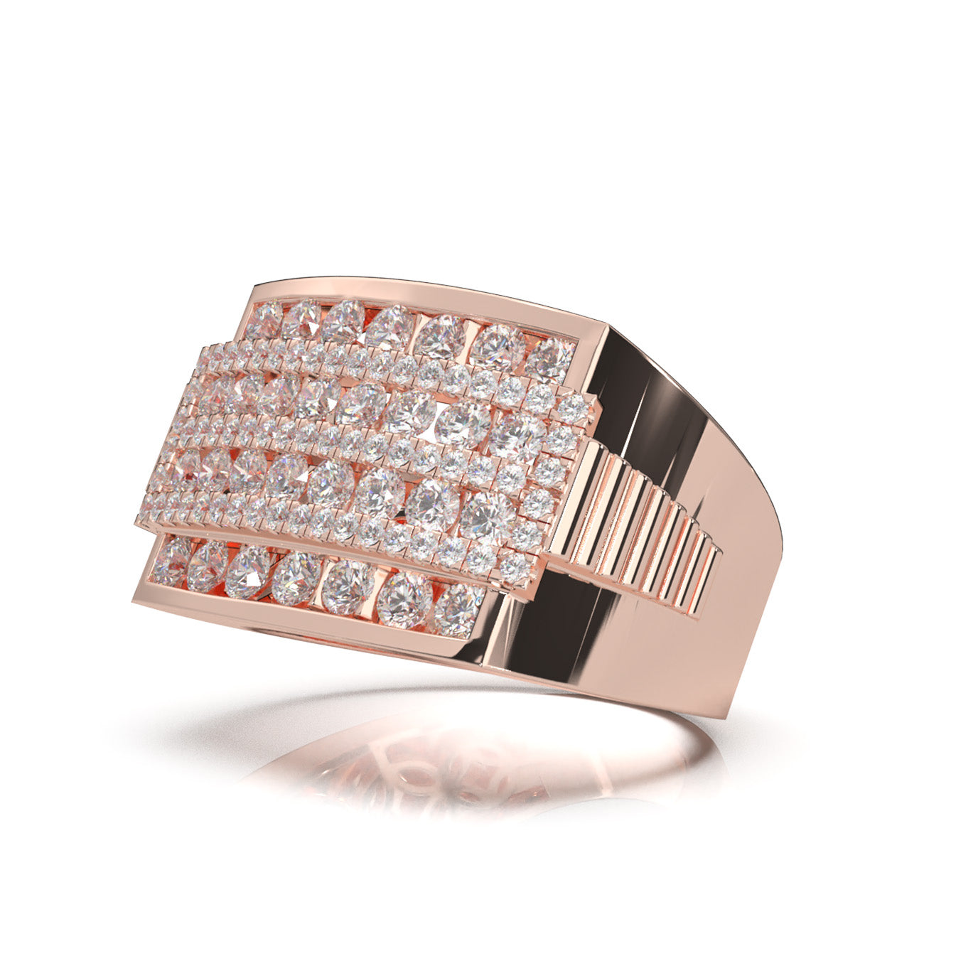 2.70 ct Moissanite Statement Mens Rings in 14k Rose Gold
