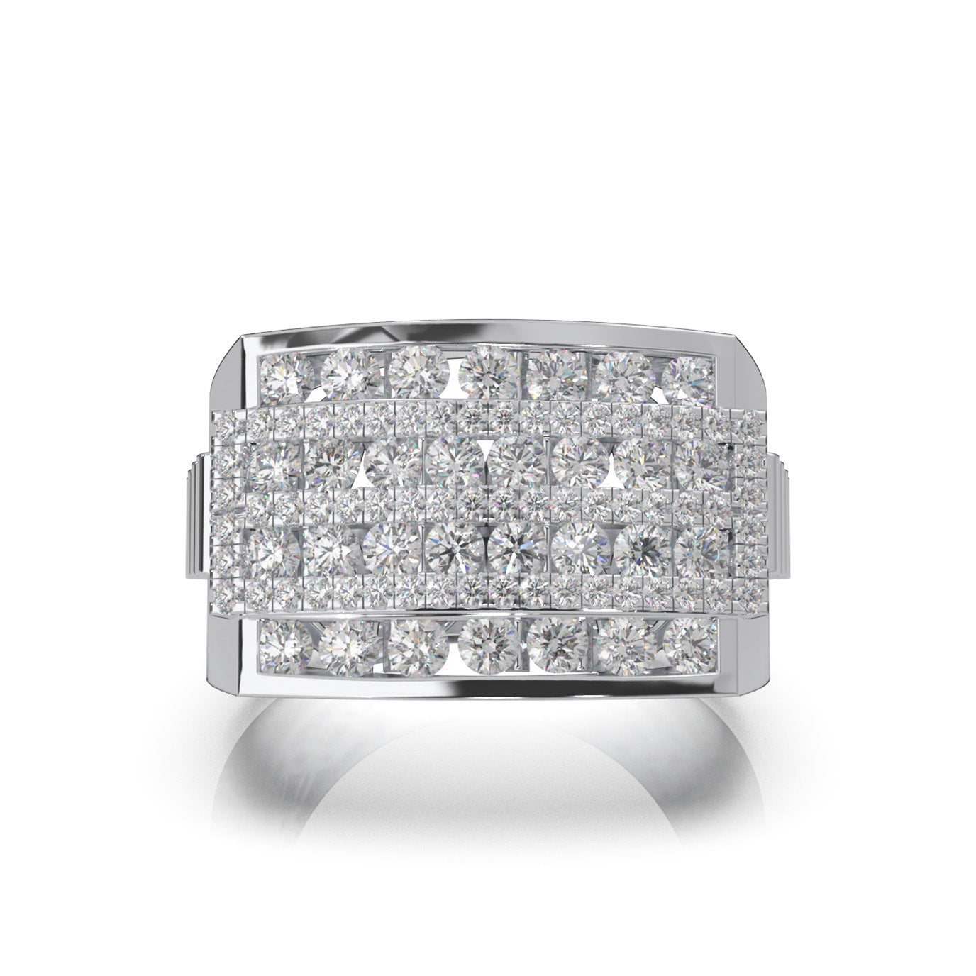 2.70 ct Natural Diamond Statement Mens Rings in 10k White Gold