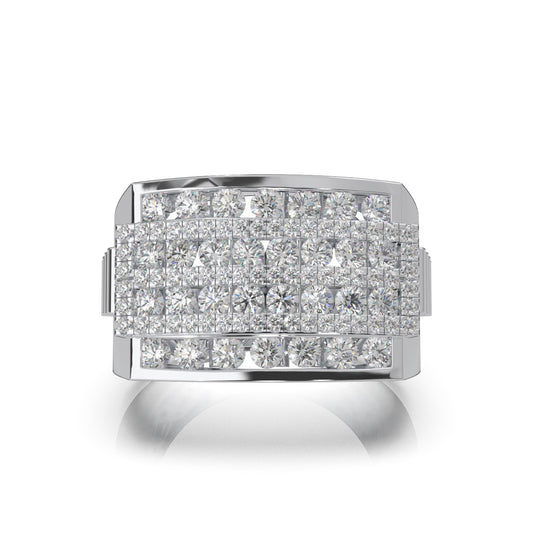 2.70 ct Natural Diamond Statement Mens Rings in 14k White Gold