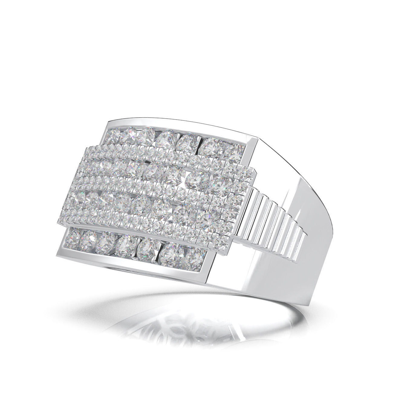 2.70 ct Lab Grown Diamond Statement Mens Rings in 14k White Gold