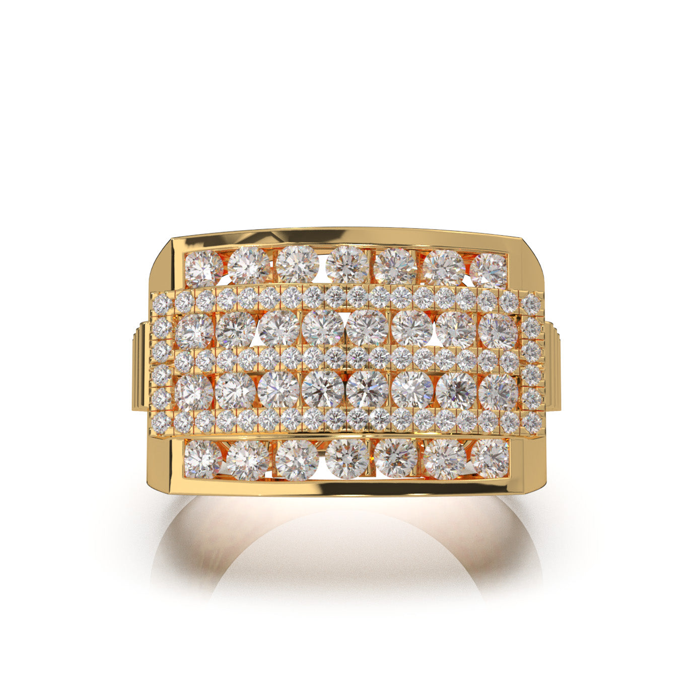2.70 ct Natural Diamond Statement Mens Rings in 14k Yellow Gold
