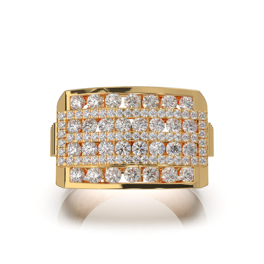 2.70 ct Moissanite Statement Mens Rings in 14k Yellow Gold