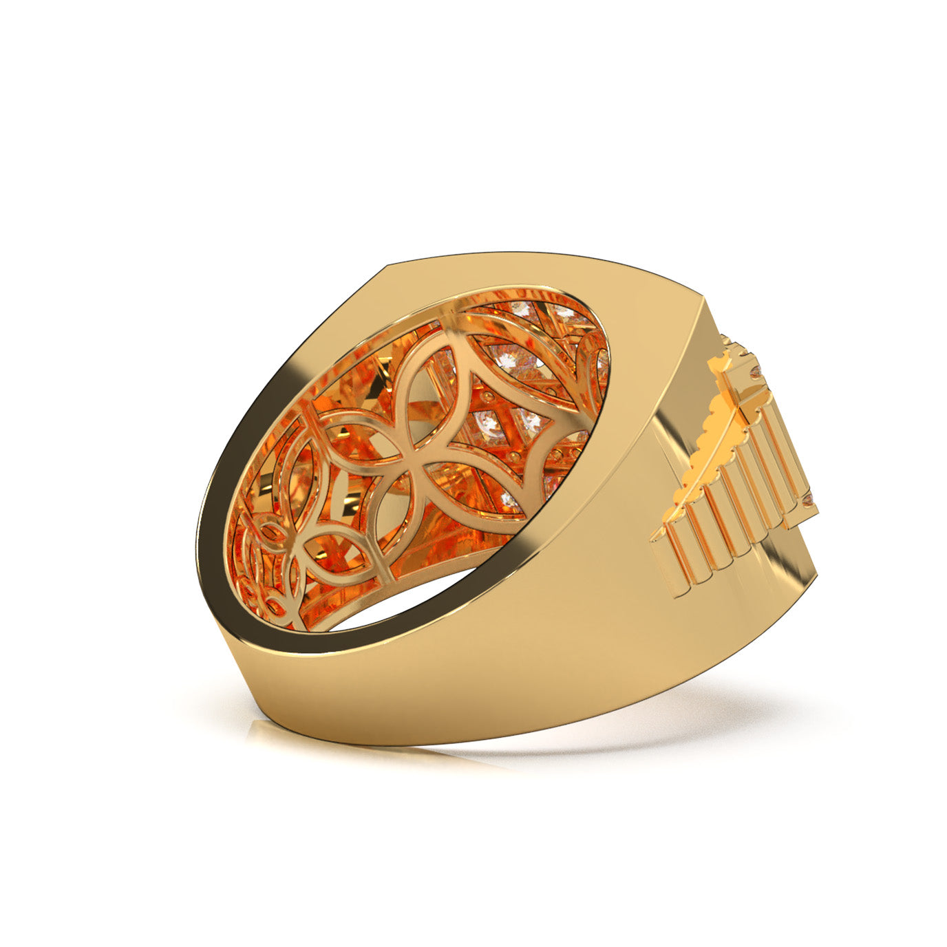 2.70 ct Moissanite Statement Mens Rings in 10k Yellow Gold