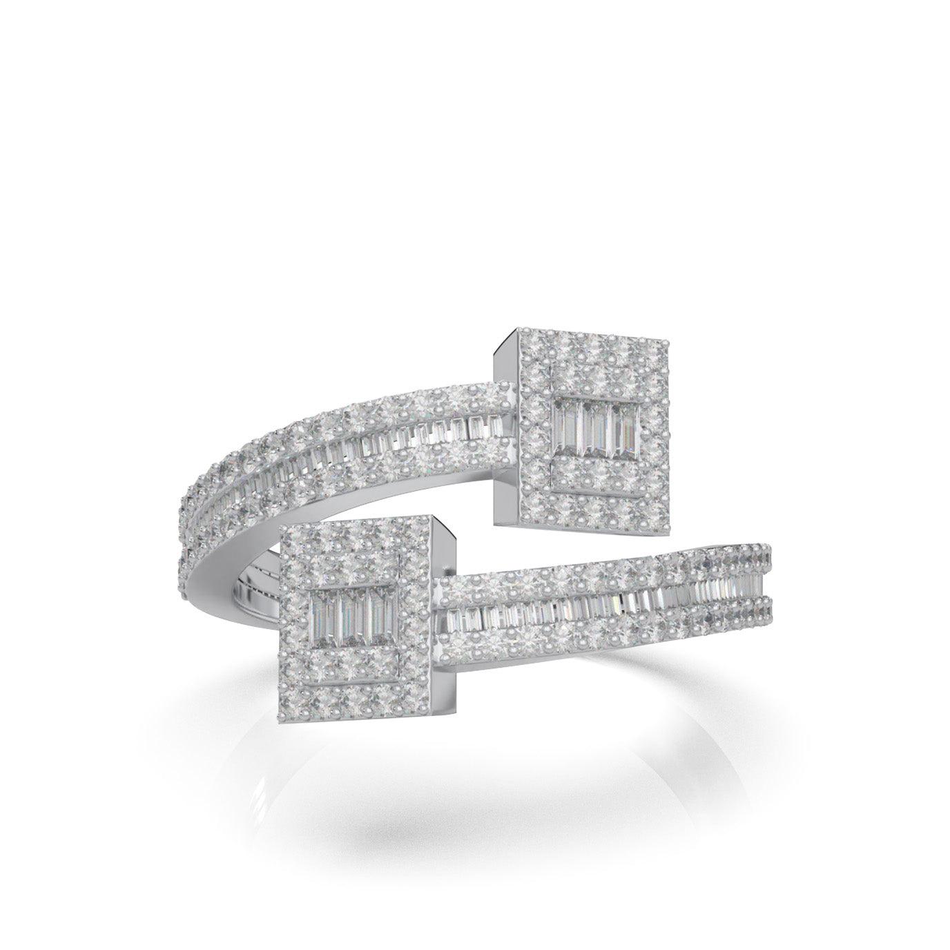 0.75 ct Moissanite Nail Rings in 10k White Gold