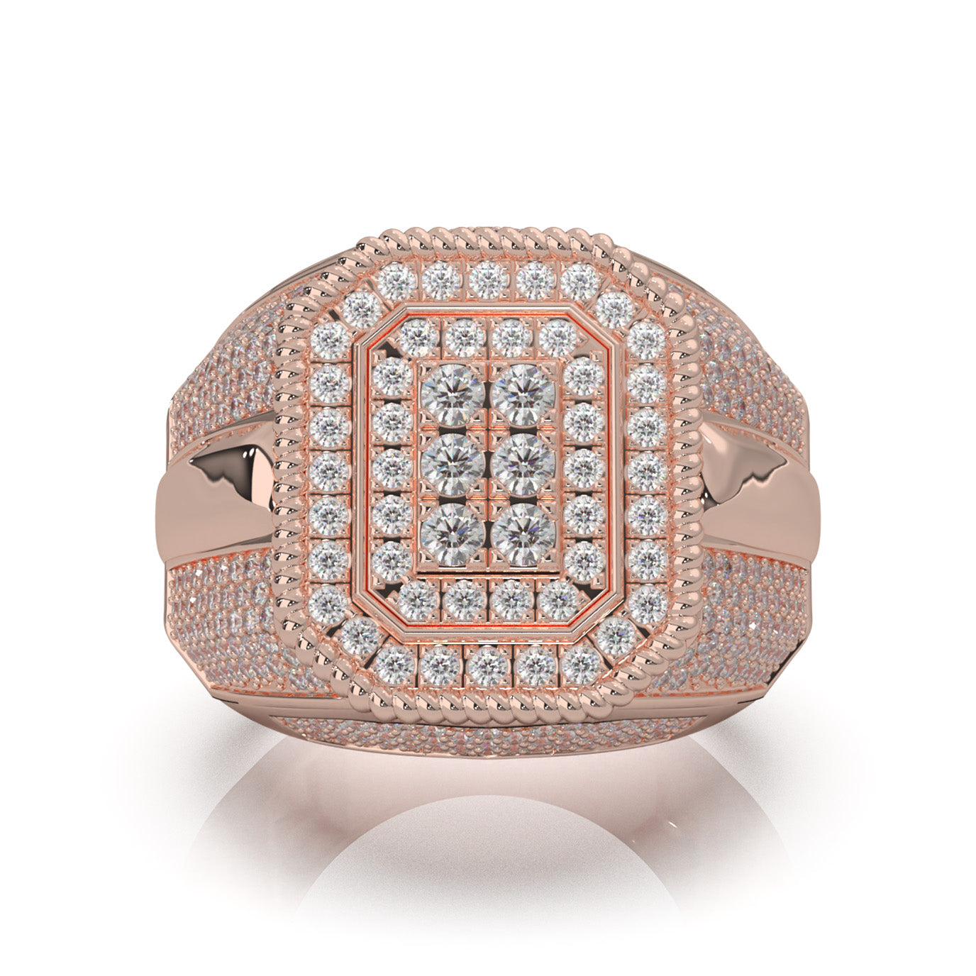 2.80 ct Moissanite Mens Rings in 14k Rose Gold
