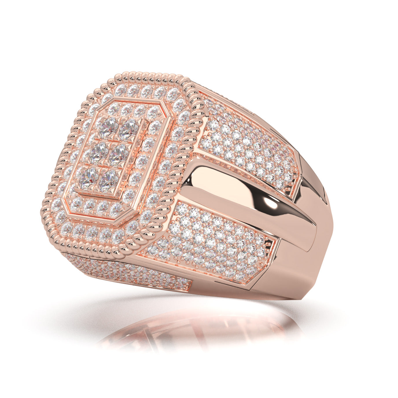 2.80 ct Moissanite Mens Rings in 14k Rose Gold