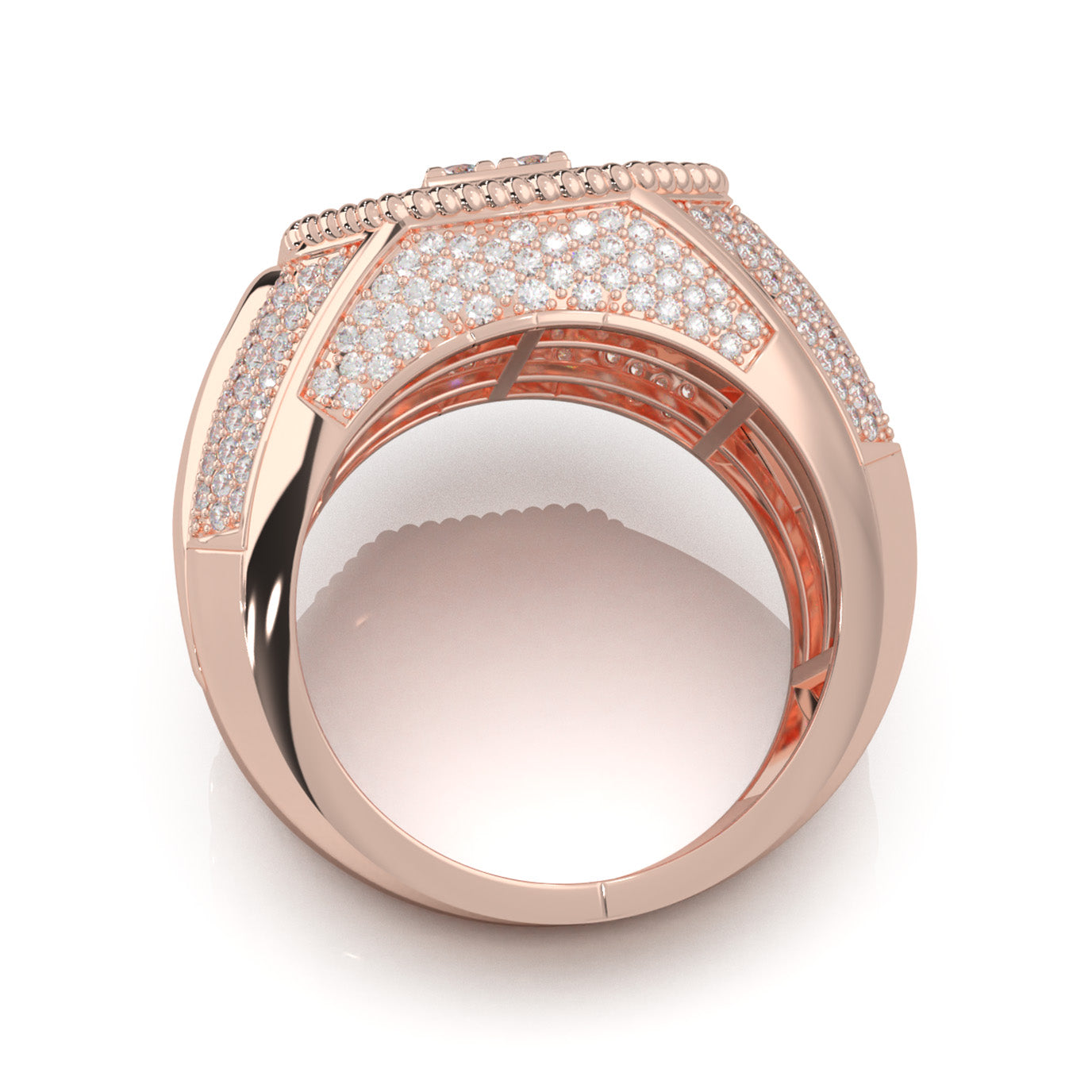2.80 ct Moissanite Mens Rings in 10k Rose Gold