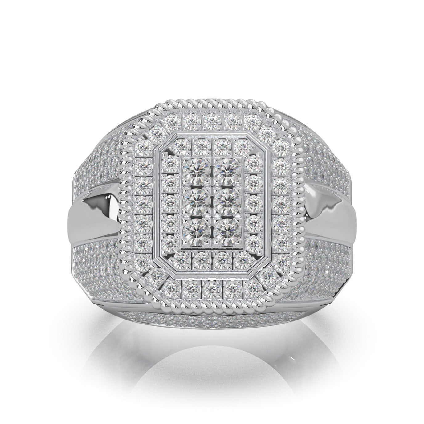 2.80 ct Moissanite Mens Rings in 10k White Gold