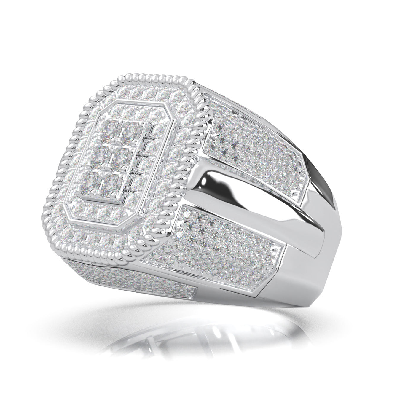 2.80 ct Moissanite Mens Rings in 14k White Gold