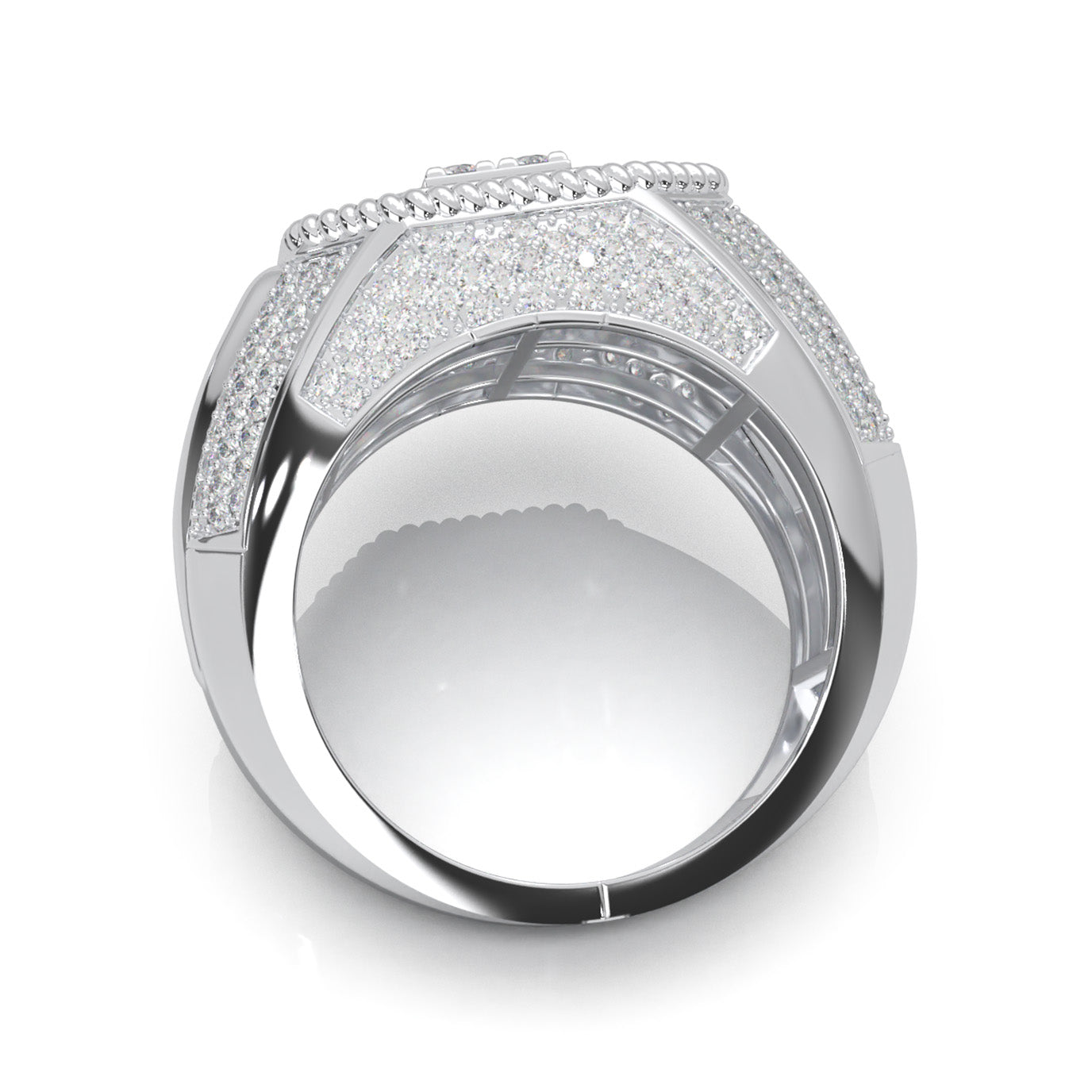 2.80 ct Moissanite Mens Rings in 14k White Gold