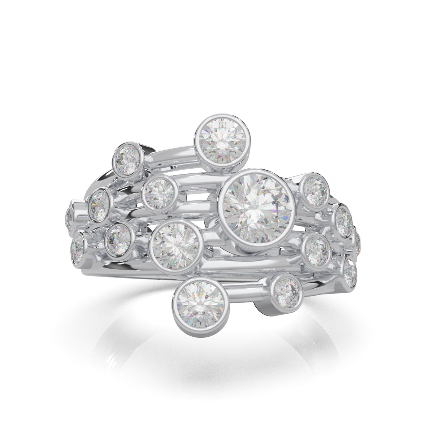 1.70 ct Moissanite Fancy Rings in 10k White Gold