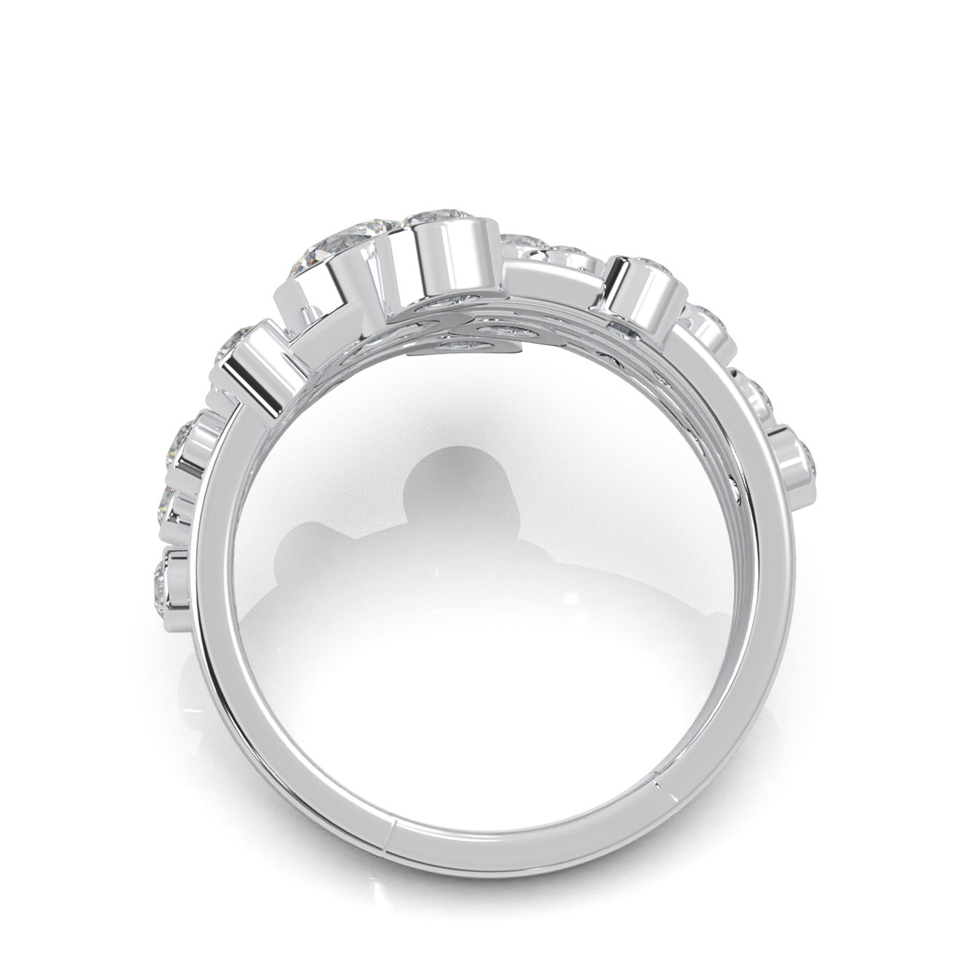 1.70 ct Moissanite Fancy Rings in 14k White Gold