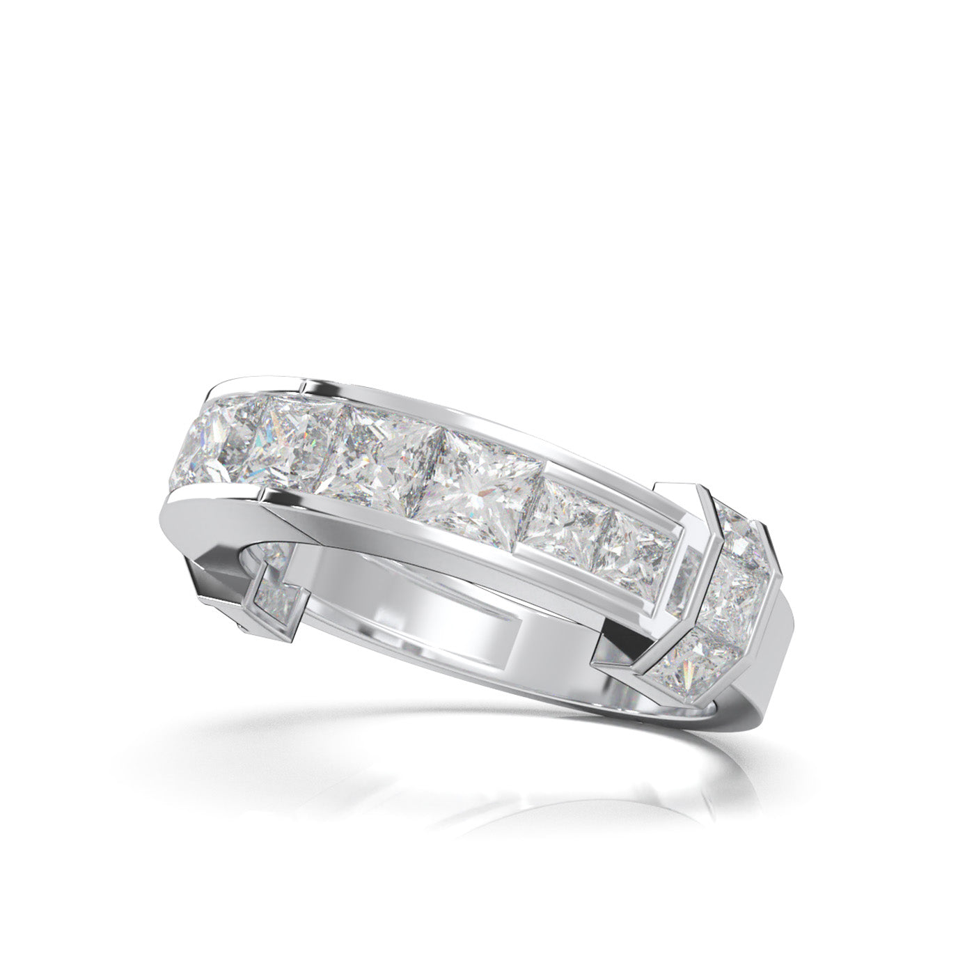 2.30 ct Moissanite Wedding Bands in 10k White Gold