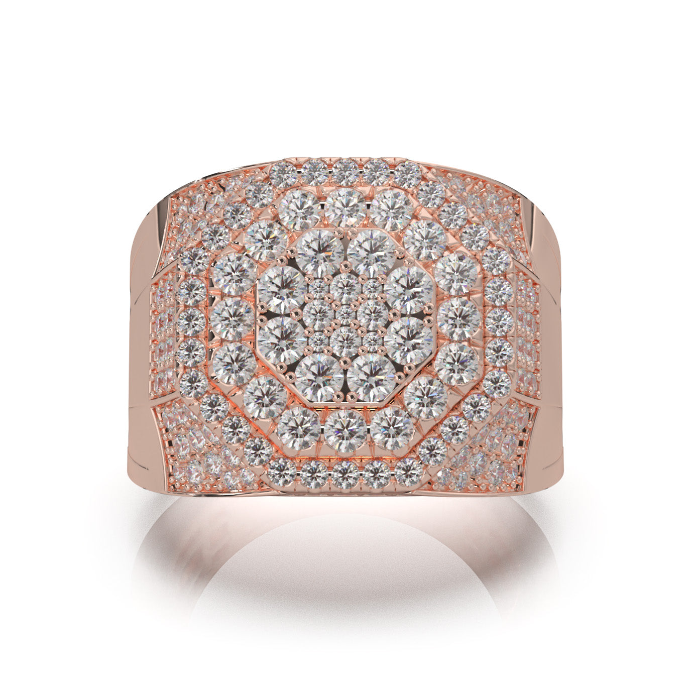 3.50 ct Moissanite Mens Rings in 14k Rose Gold
