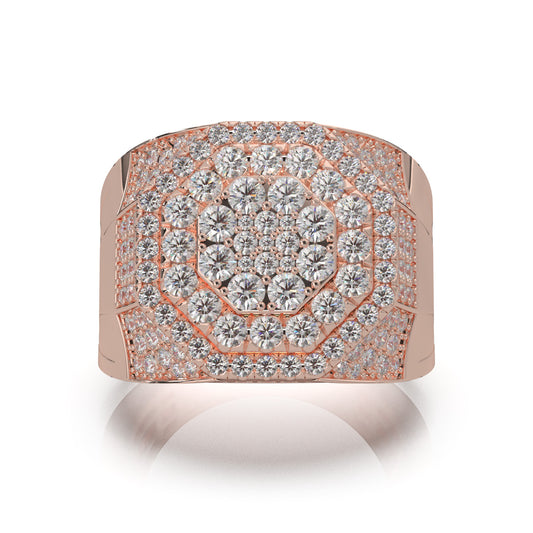 3.50 ct Moissanite Mens Rings in 14k Rose Gold