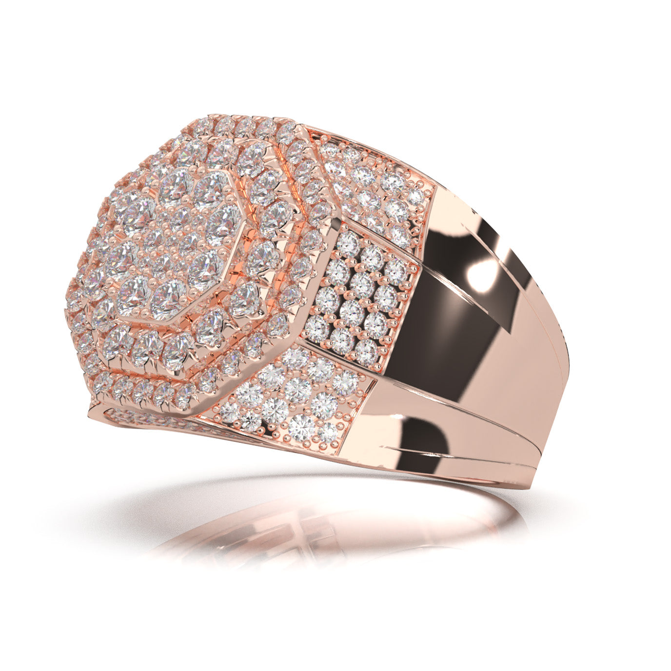 3.50 ct Moissanite Mens Rings in 14k Rose Gold