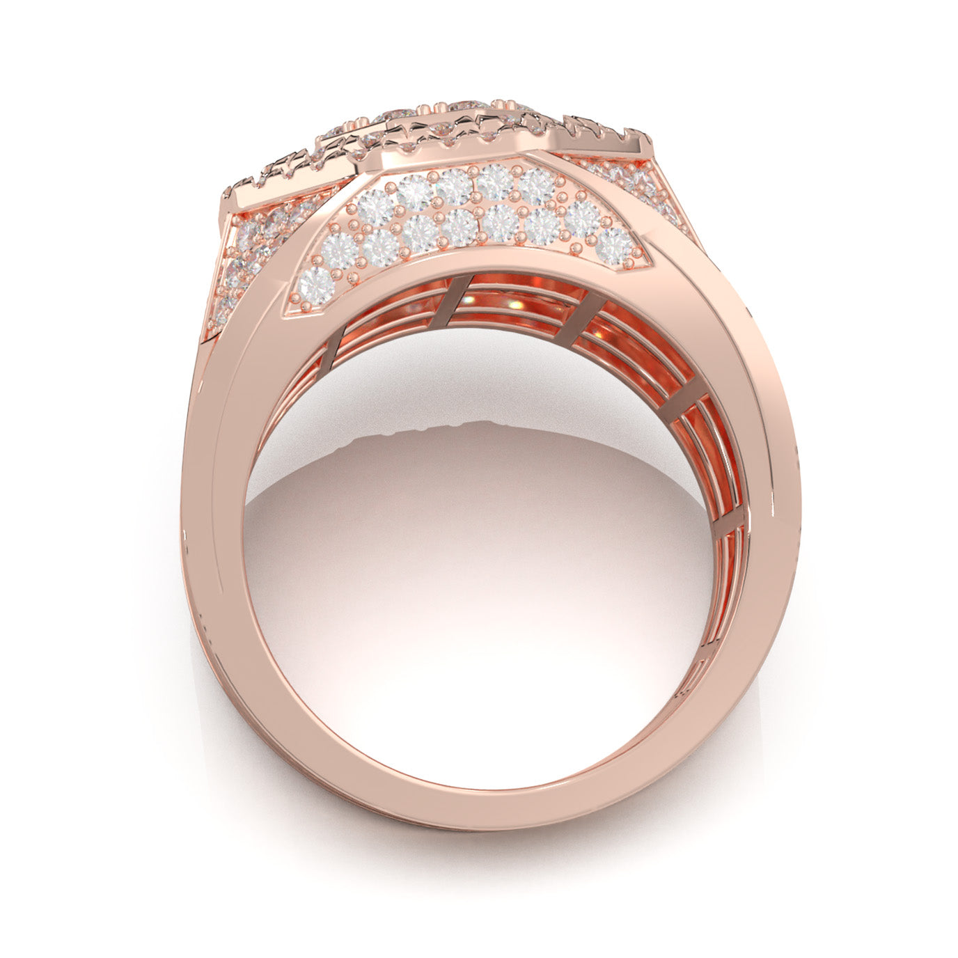 3.50 ct Moissanite Mens Rings in 10k Rose Gold