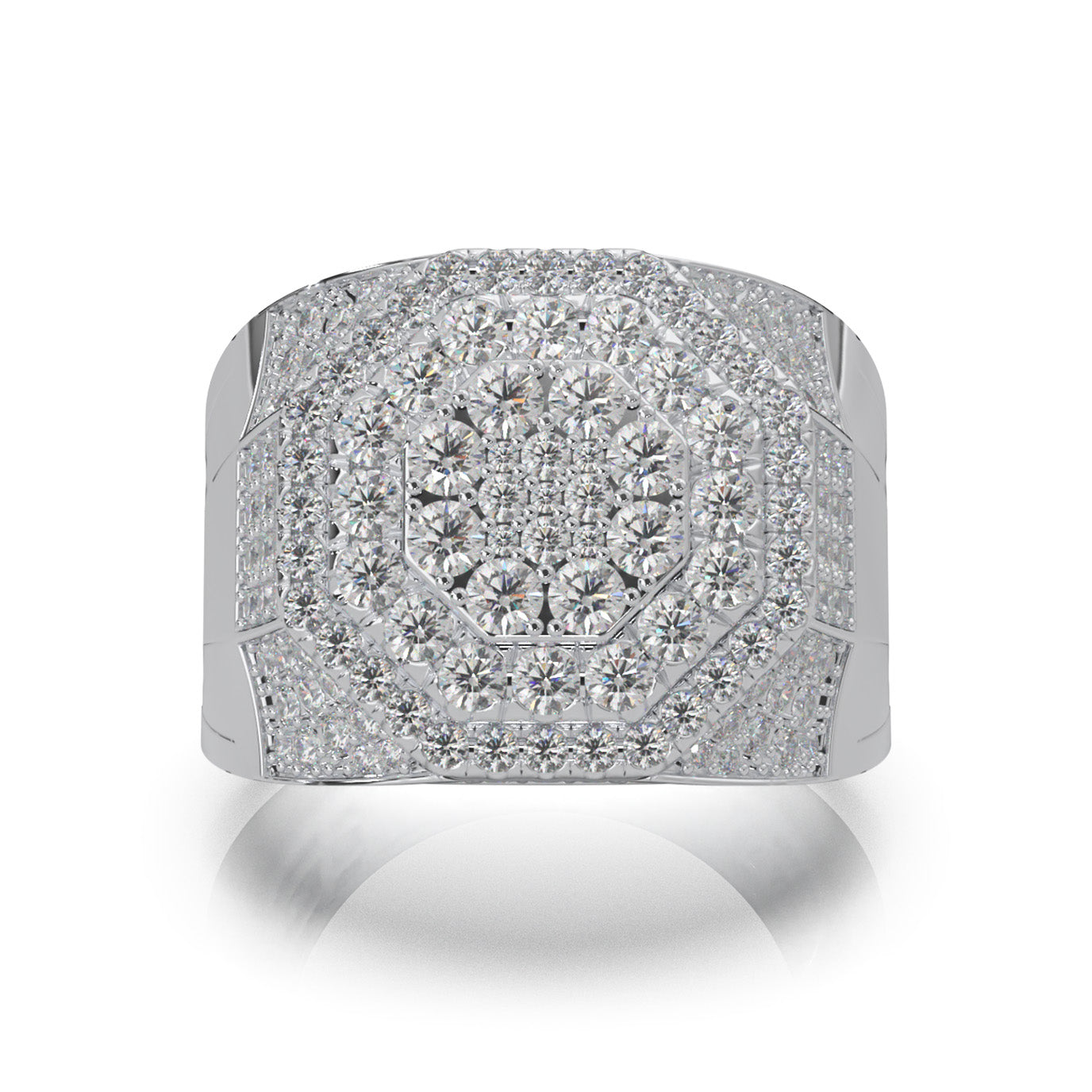 3.50 ct Moissanite Mens Rings in 10k White Gold