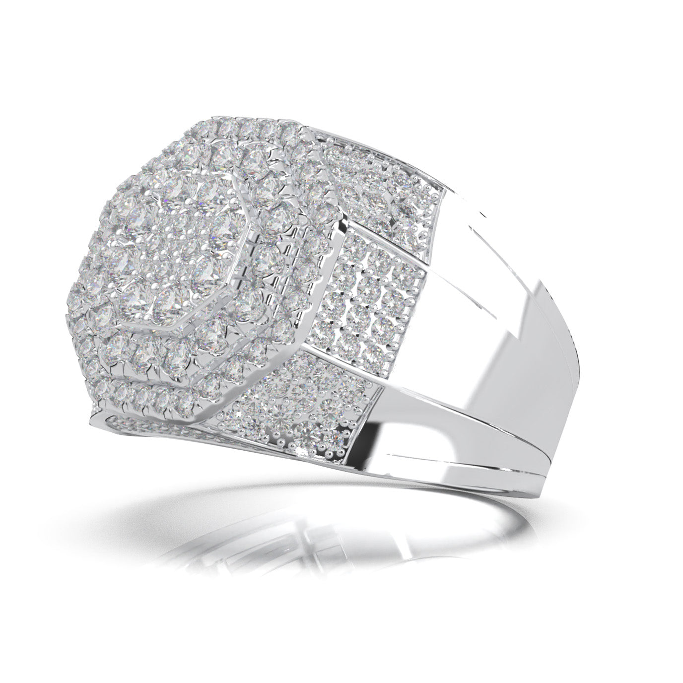 3.50 ct Natural Diamond Mens Rings in 14k White Gold