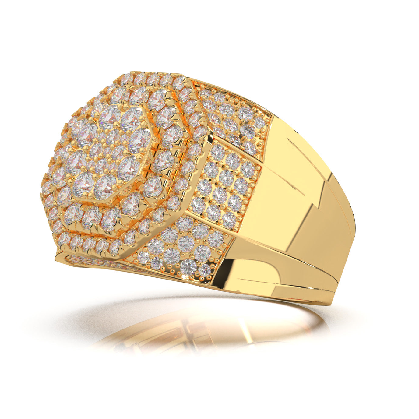 3.50 ct Moissanite Mens Rings in 14k Yellow Gold