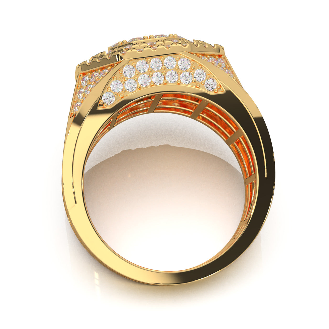 3.50 ct Moissanite Mens Rings in 14k Yellow Gold