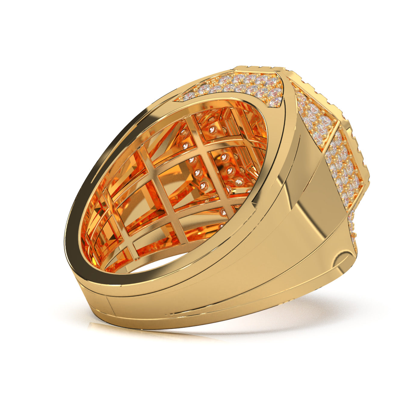 3.50 ct Moissanite Mens Rings in 14k Yellow Gold