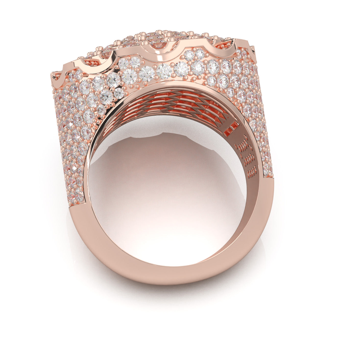 6.90 ct Moissanite Statement Mens Rings in 14k Rose Gold