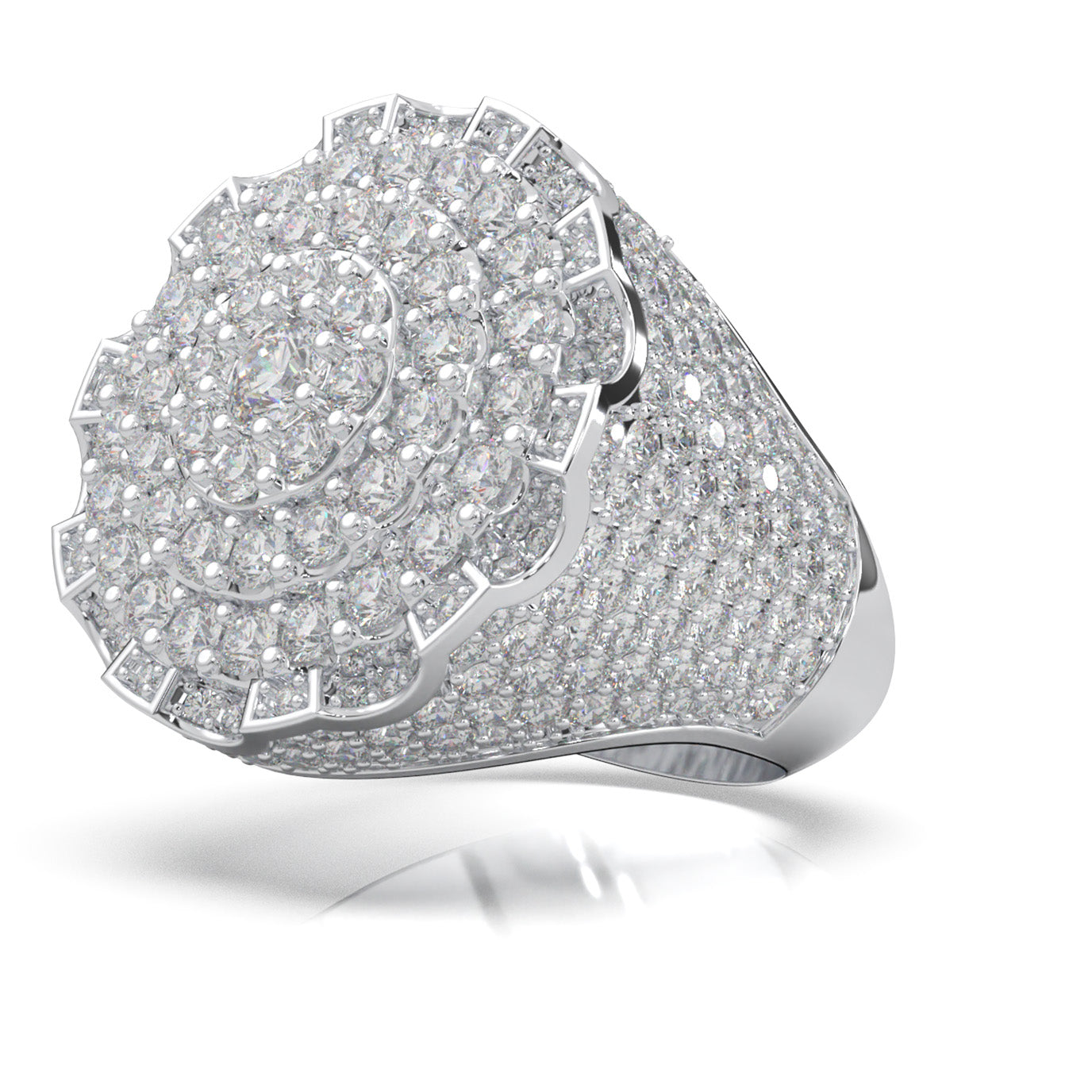 6.90 ct Natural Diamond Statement Mens Rings in 14k White Gold