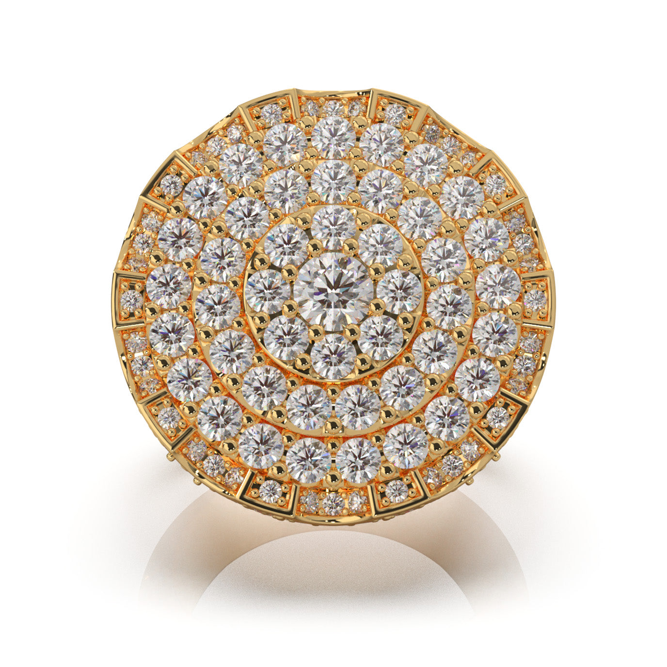 6.90 ct Moissanite Statement Mens Rings in 14k Yellow Gold