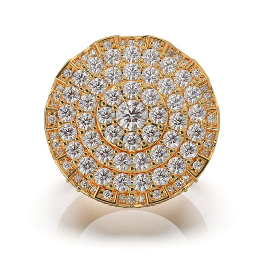 6.90 ct Moissanite Statement Mens Rings in 14k Yellow Gold