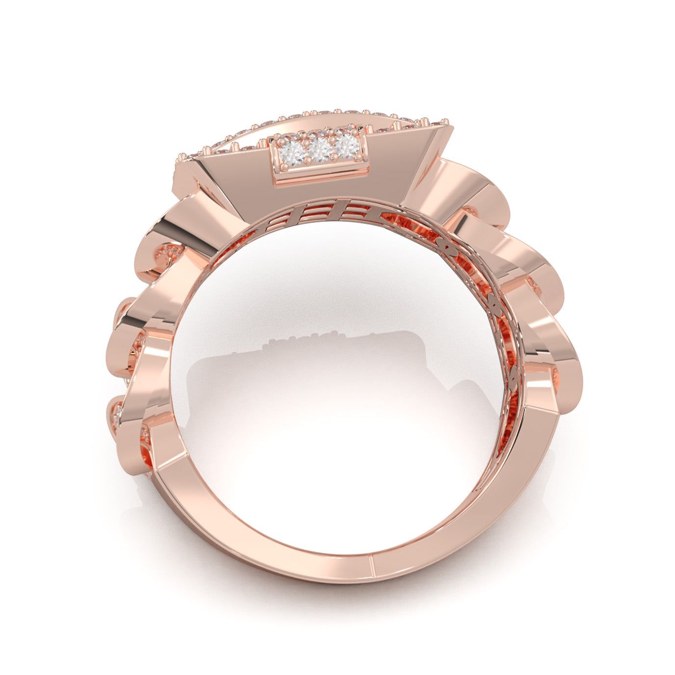 1.60 ct Moissanite Statement Mens Rings in 14k Rose Gold