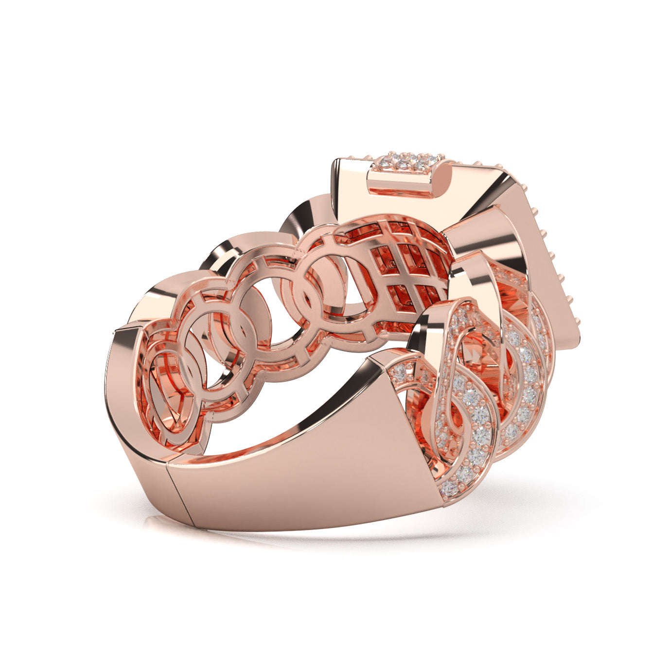 1.60 ct Lab Grown Diamond Statement Mens Rings in 14k Rose Gold